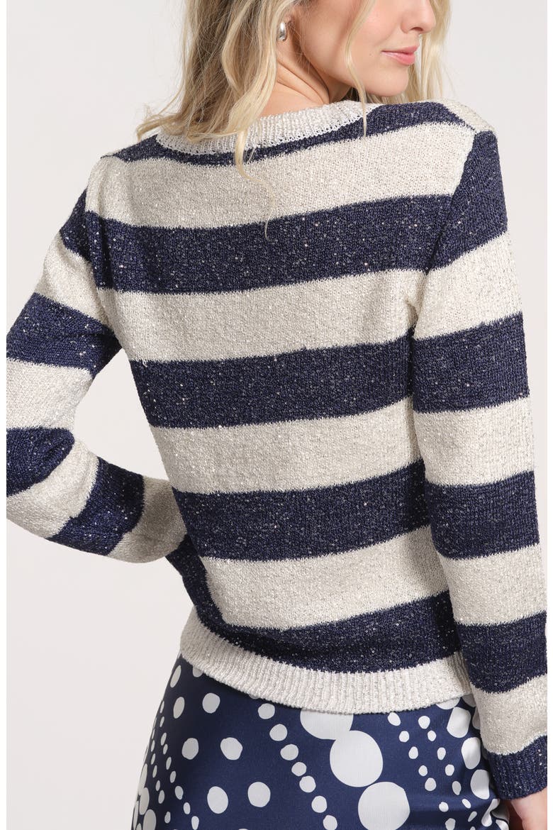 V-Neck Sweater, Alternate, color, NAVY/ WHITE