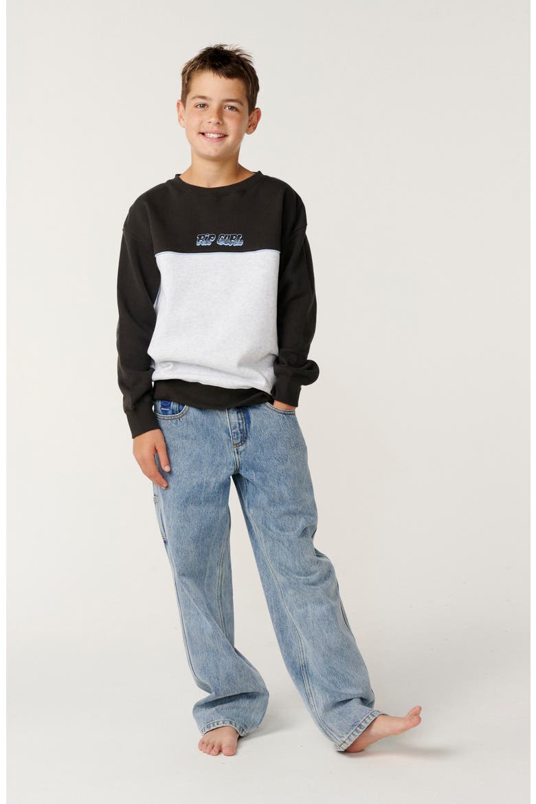 Kids' Rip-Tuals Crewneck Sweatshirt, Alternate, color, WASHED BLACK