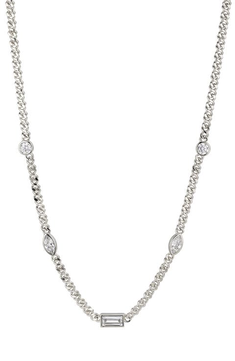 Coco Cubic Zirconia Station Choker Necklace