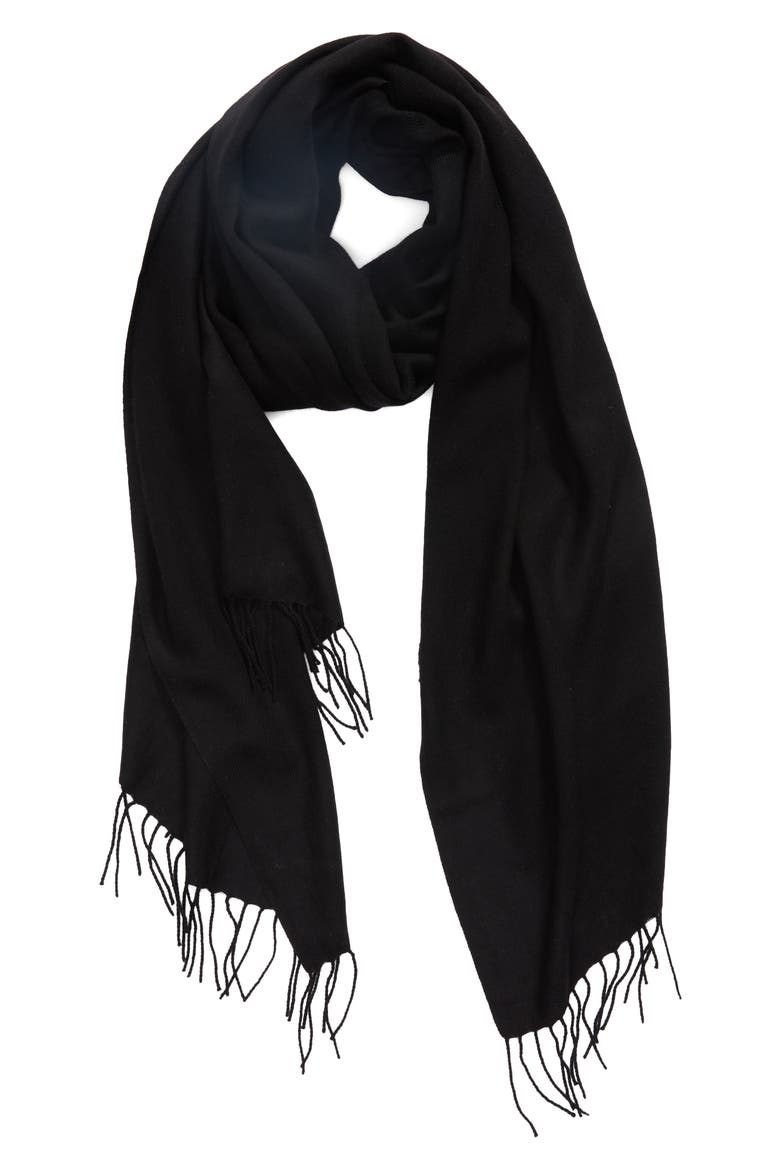 Tissue Weight Wool & Cashmere Scarf, Alternate, color, BLACK