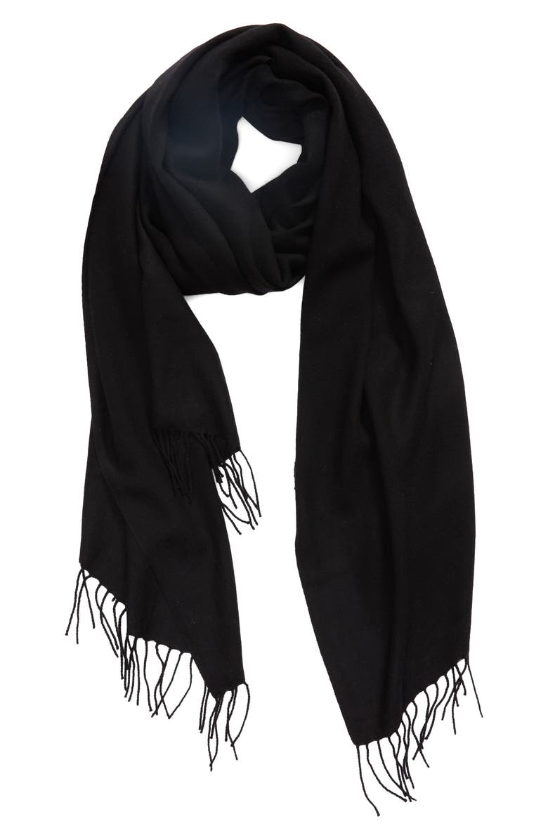 Nordstrom Tissue Weight Wool & Cashmere Scarf, Alternate, color, Black