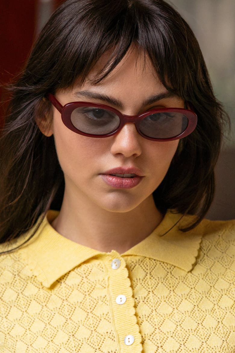 Mimi Small Oval Sunglasses, Alternate, color, Burgundy