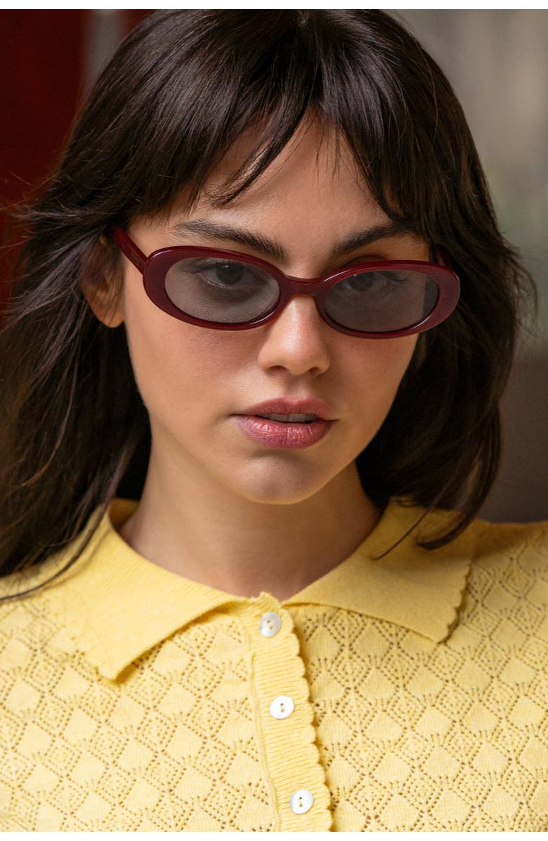 FREYRS Eyewear Mimi Small Oval Sunglasses, Alternate, color, Burgundy