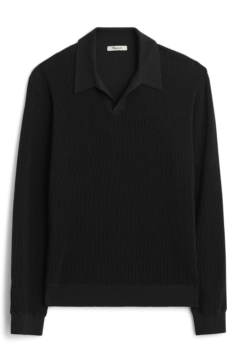 Madewell Johnny Collar Long Sleeve Merino Wool Sweater Polo, Alternate, color, Dark Bottle