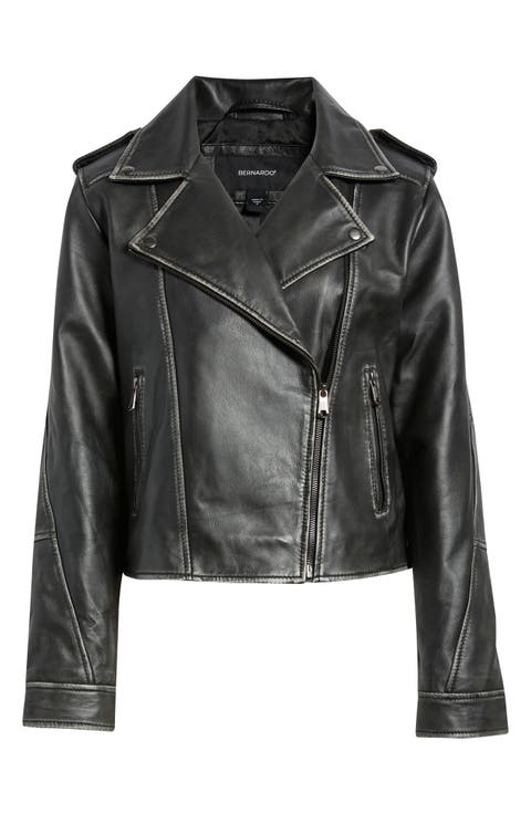 Burnished Leather Moto Jacket