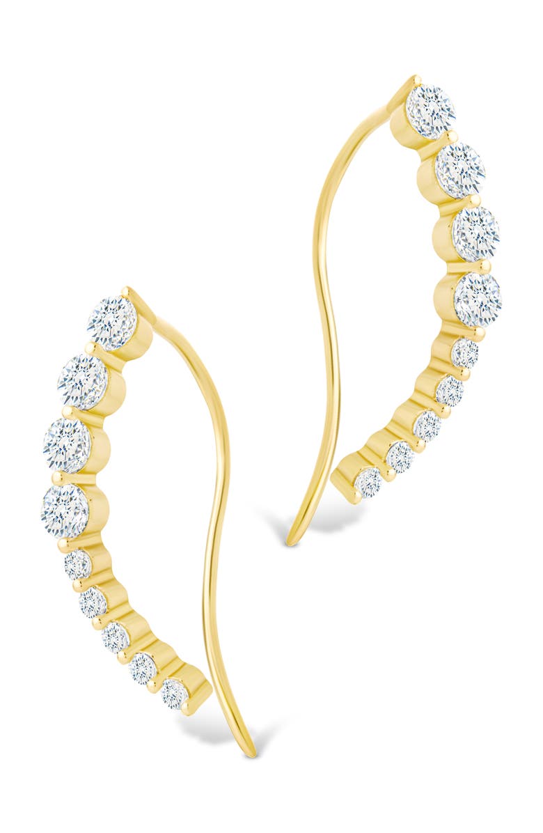 Sterling Forever Brilliant Cubic Zirconia Single Ear Crawler, Alternate, color, Gold