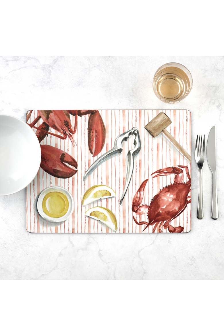 Summer Feast Set of 4 Cork Back Placemats, Alternate, color, Multi