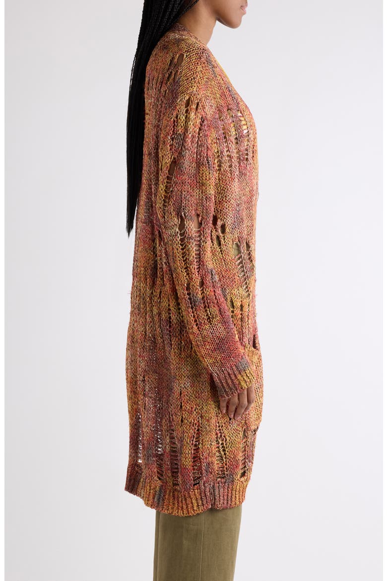 Hanae Openwork Ladder Stitch Cardigan, Alternate, color, ORANGE