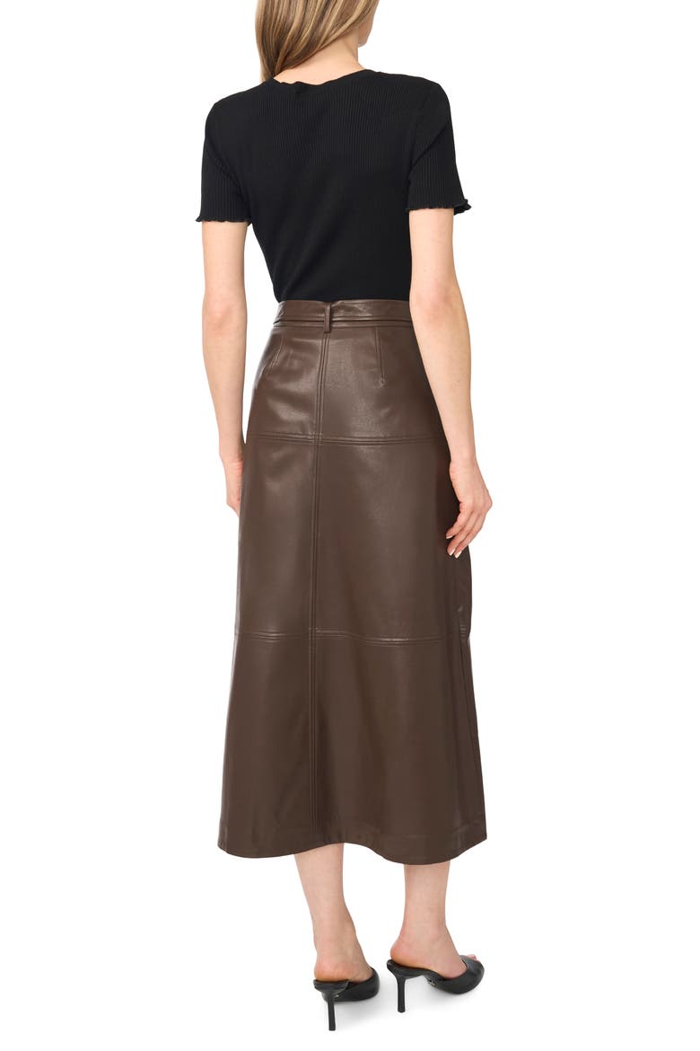 Seamed Tiered Faux Leather Midi Skirt, Alternate, color, DELICIOSO