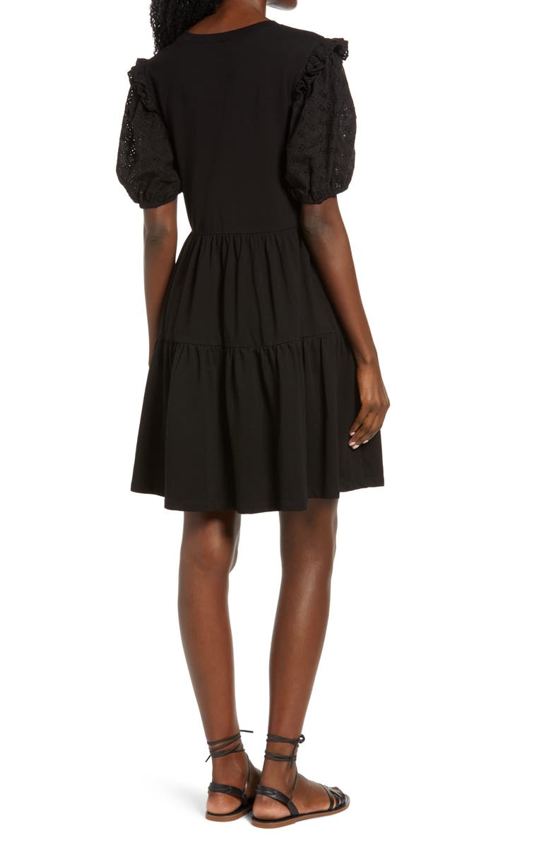 English Factory Eyelet Sleeve Knit Dress, Alternate, color,