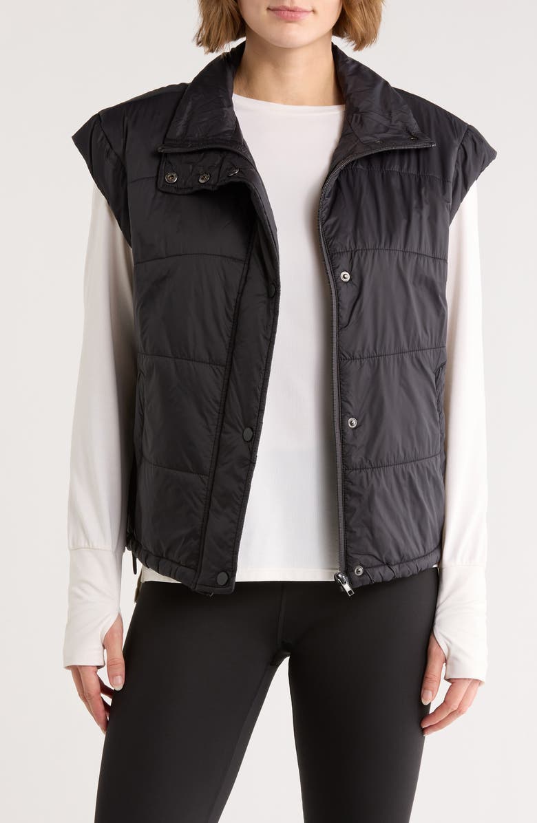 Z by Zella Channel Quilted Puffer Vest, Main, color, Black