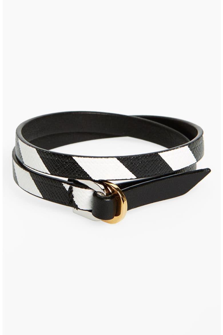 de la Vie 'Arlanda' Wrap Bracelet, Main, color, BLACK DIAGONAL STRIPE