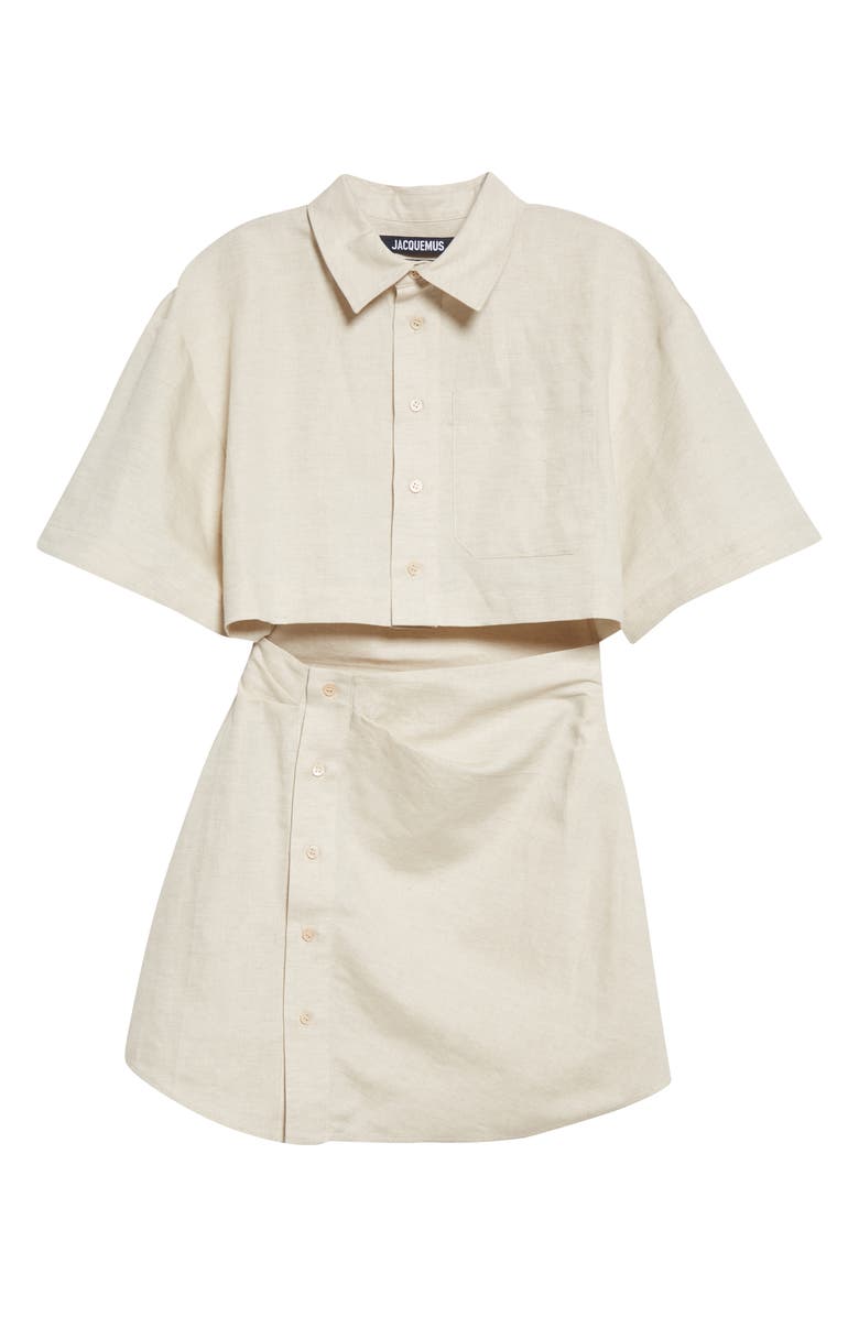 Jacquemus La Robe Arles Cutout Cotton & Linen Minidress, Alternate, color, 