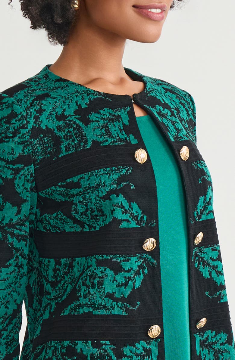 Ming Wang Heritage Filigree Multi-Stitch Knit Jacket, Alternate, color, Everest/Black