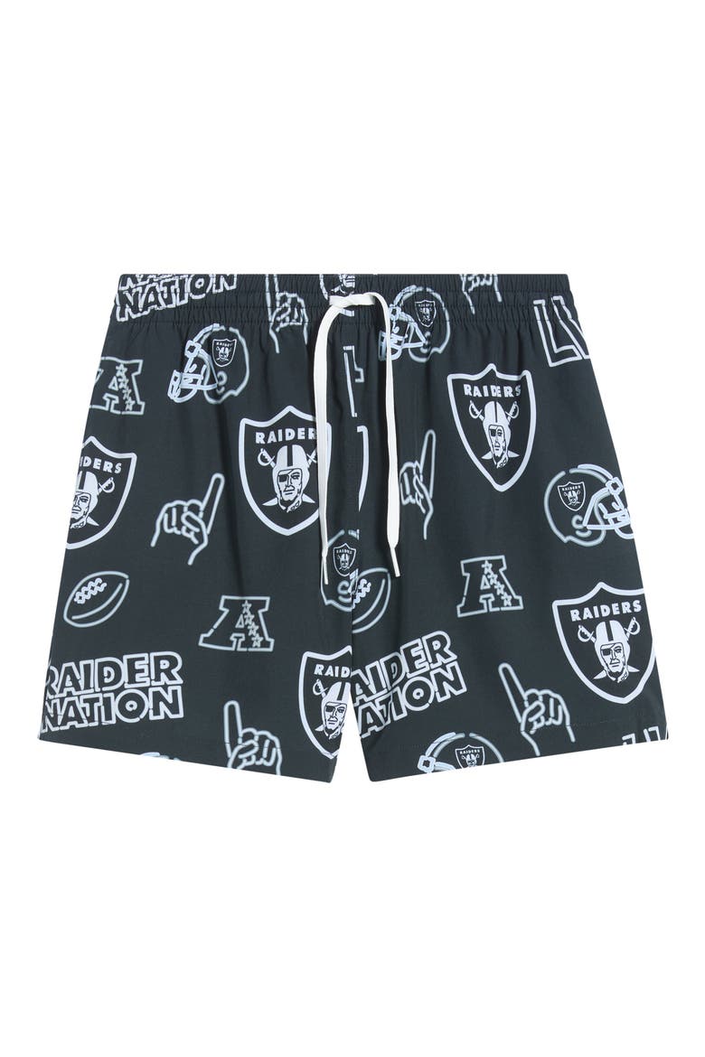 The Neon Raiders 5.5 Classic Swim Trunks, Main, color, BLACK - PATTERN BASE