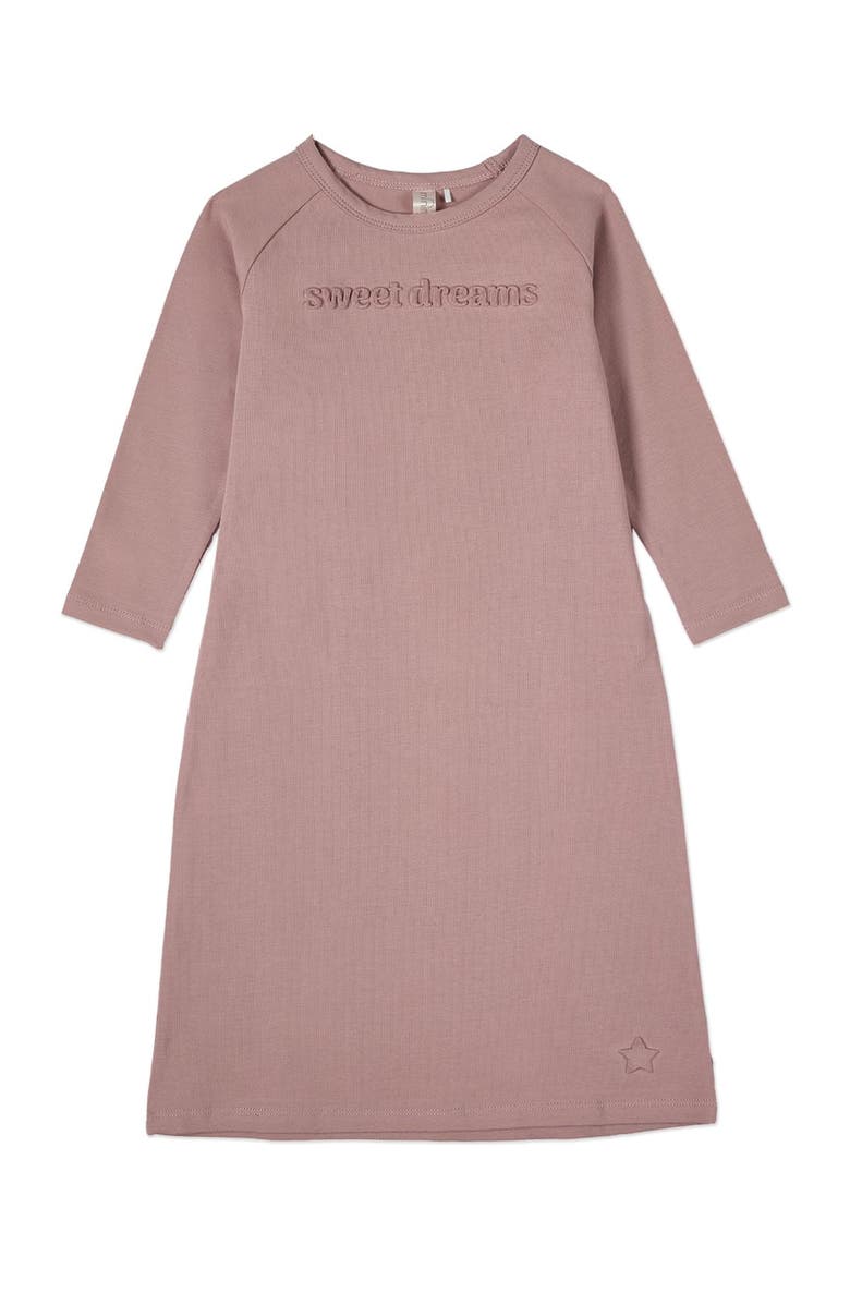 MiniMoi Girls "Sweet Dreams" Cotton Rich Nightgown with Embossed 3D Graphics, Main, color, Mauve