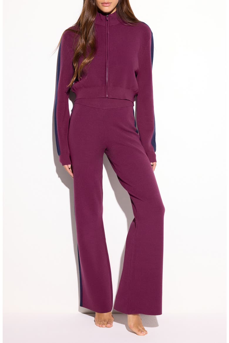 Blake Jacquard Knit Wide Leg Pants, Alternate, color, DARK DAHLIA