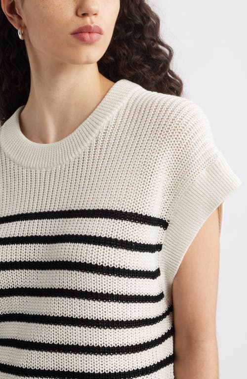 Nordstrom Crewneck Sweater In Ivory T- Black Lake Stripe