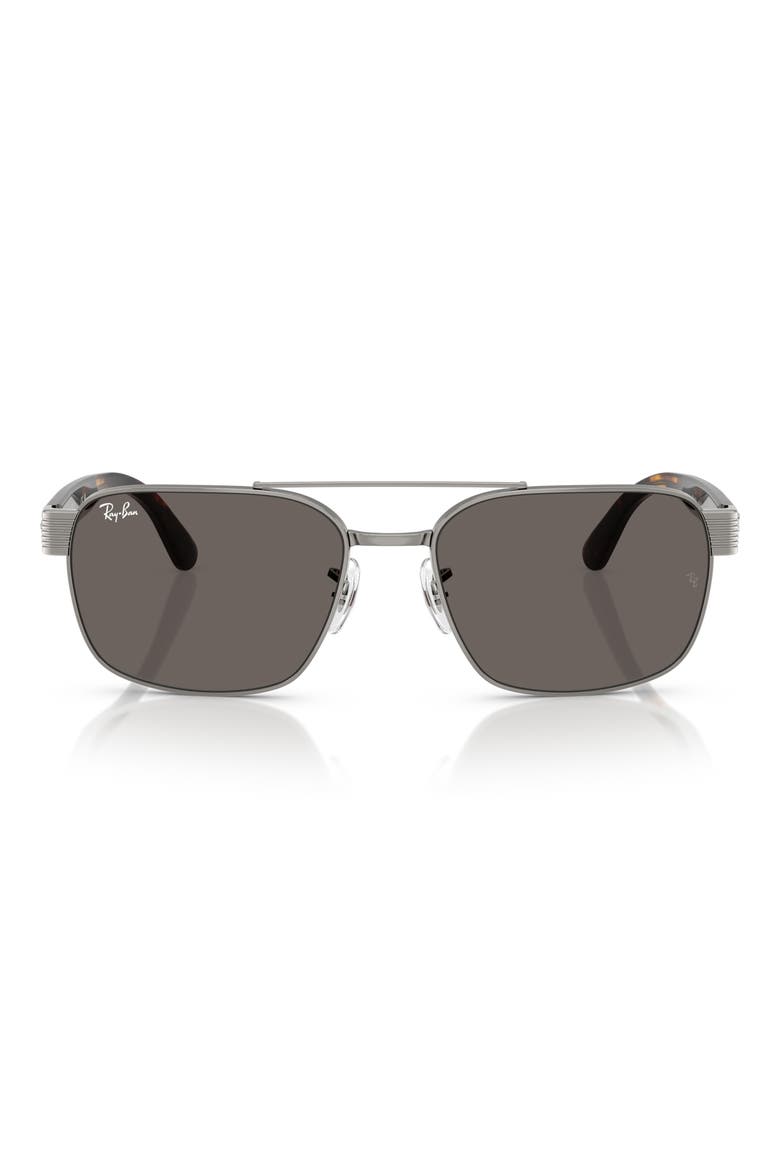 58mm Square Sunglasses, Main, color, GUNMETAL