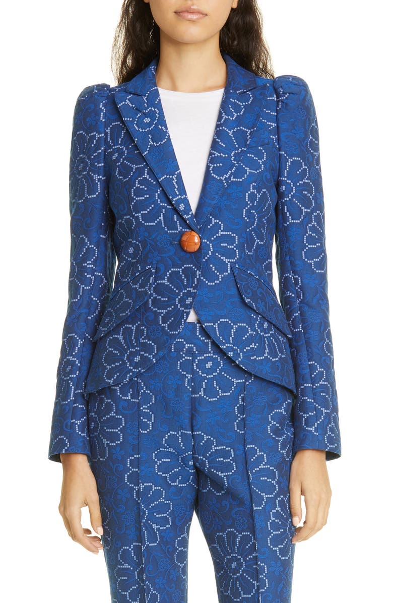Smythe Abstract Floral Puff Sleeve Blazer, Main, color,