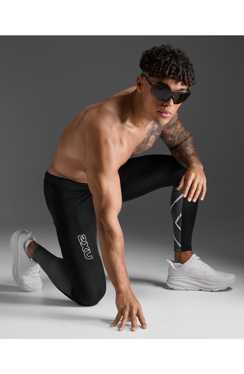 2XU Light Speed React Comp Tights, Alternate, color, Black/White Reflective