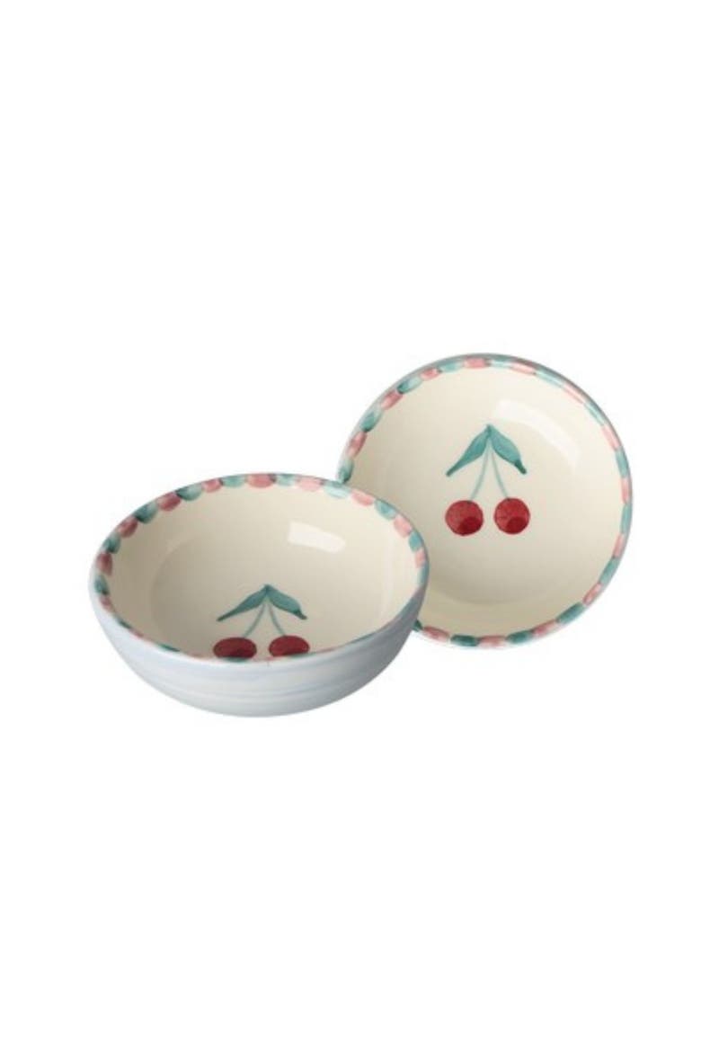 Ceramic Dipping Bowl Hand Painted Cherries, Main, color, Red