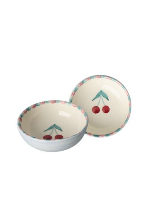 Ceramic Dipping Bowl Hand Painted Cherries