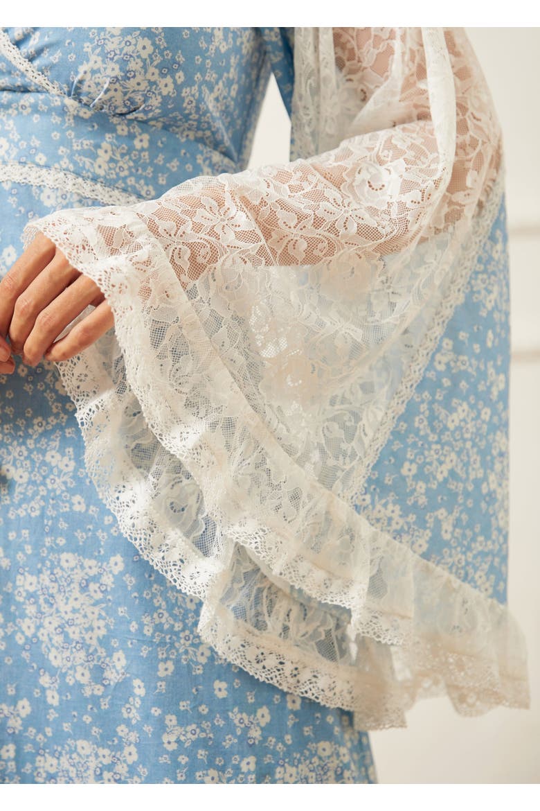 Michella Bell Sleeve Boho Maxi Dress, ModCloth x Gunne Sax, Alternate, color, Misty Sky