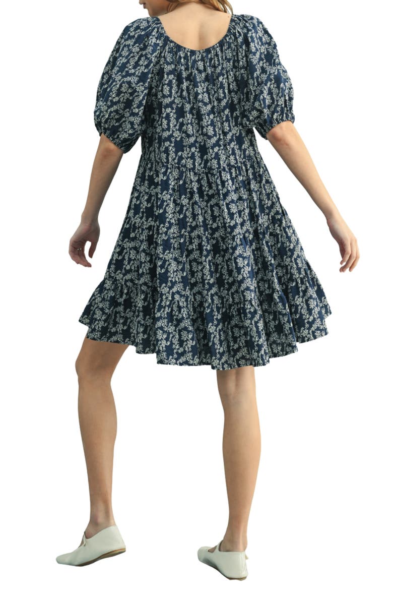WISHLIST Floral Tiered Dress, Alternate, color, Navy/ White