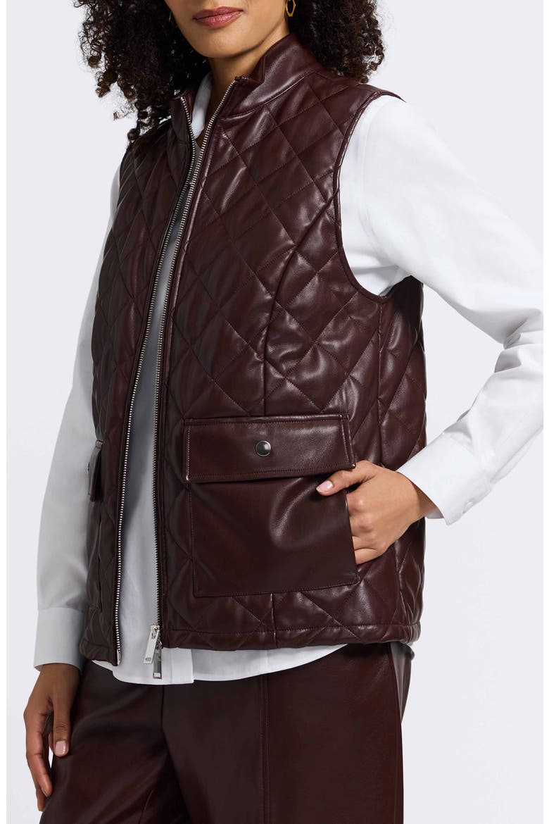 Billie Faux Leather Diamond Quilted Vest, Alternate, color, CHICORY COFFEE