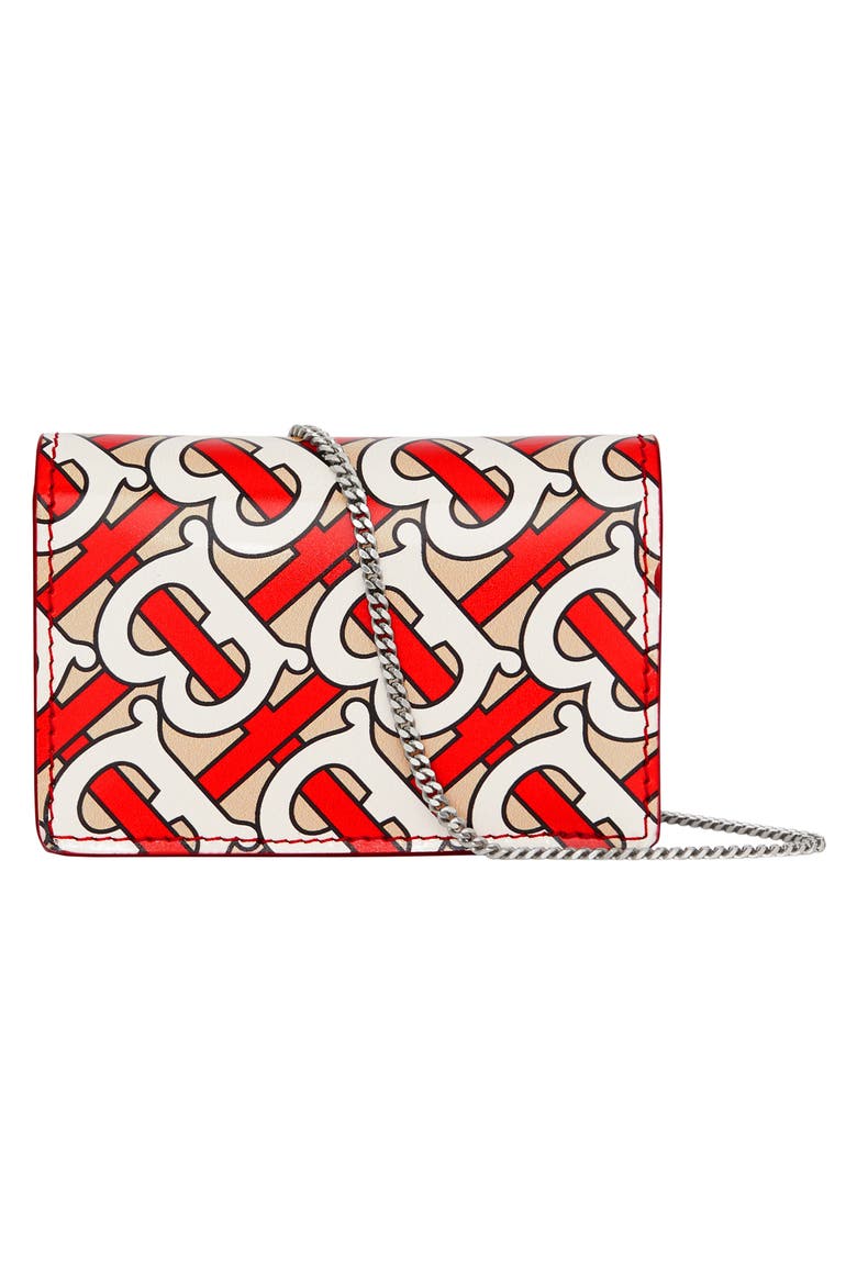 Jessie TB Monogram Print Card Case, Alternate, color, VERMILLION
