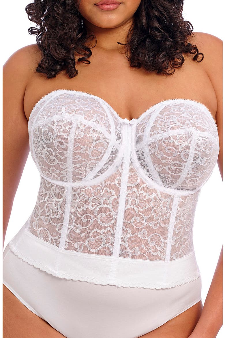 Long Line Lace Underwire Bustier, Main, color, WHITE