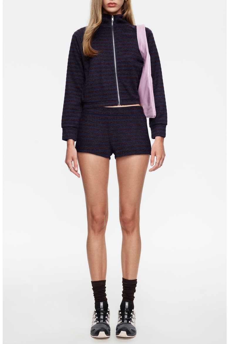 Bloom Stripe Knit Shorts, Alternate, color, FOREST STRIPE