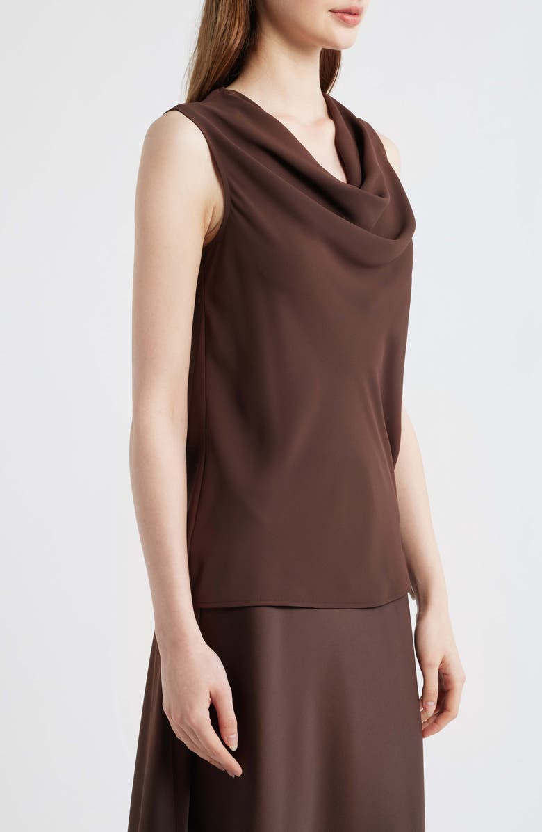 Anne Klein Cowl Neck Sleeveless Top, Alternate, color, Dark Chocolate