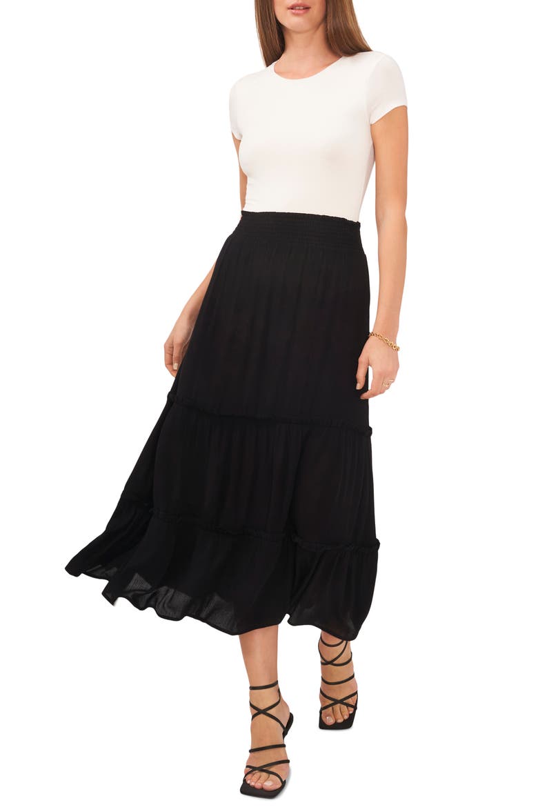 Tiered Maxi Skirt, Alternate, color, RICH BLACK