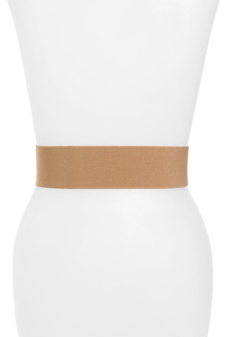 x Atlantic-Pacific Covered Buckle Stretch Belt, Alternate, color, TAN CAPPUCCINO