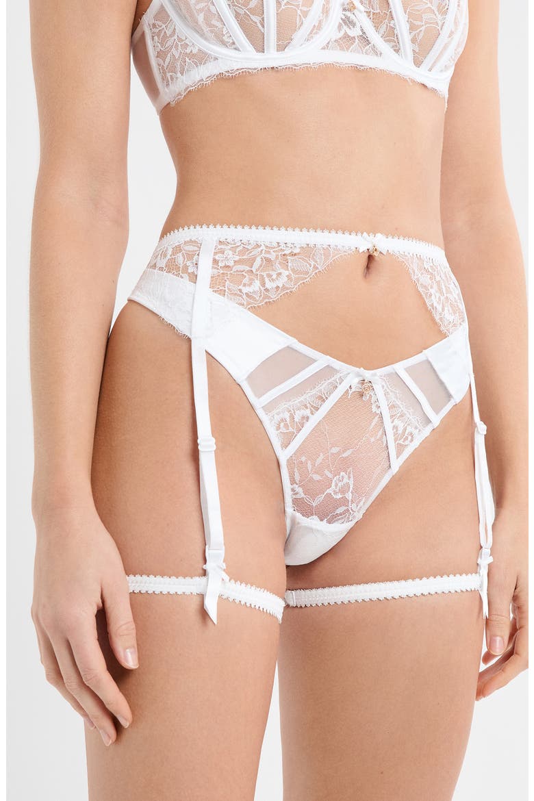 Mascarade Porte Jartelle Lace Garter Belt, Alternate, color, WHITE