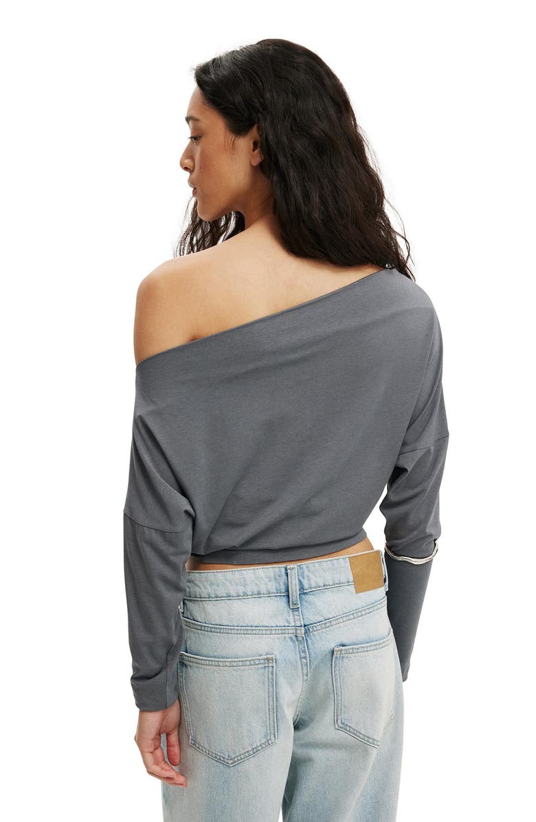 Cotton On Women's Peyton Off Shoulder Long Sleeve, Alternate, color, Moonlight Shadow
