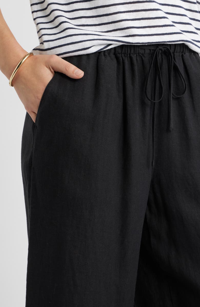 Caslon<sup
®</sup
 Wide Leg Crop Linen Pants, Alternate, color, Black