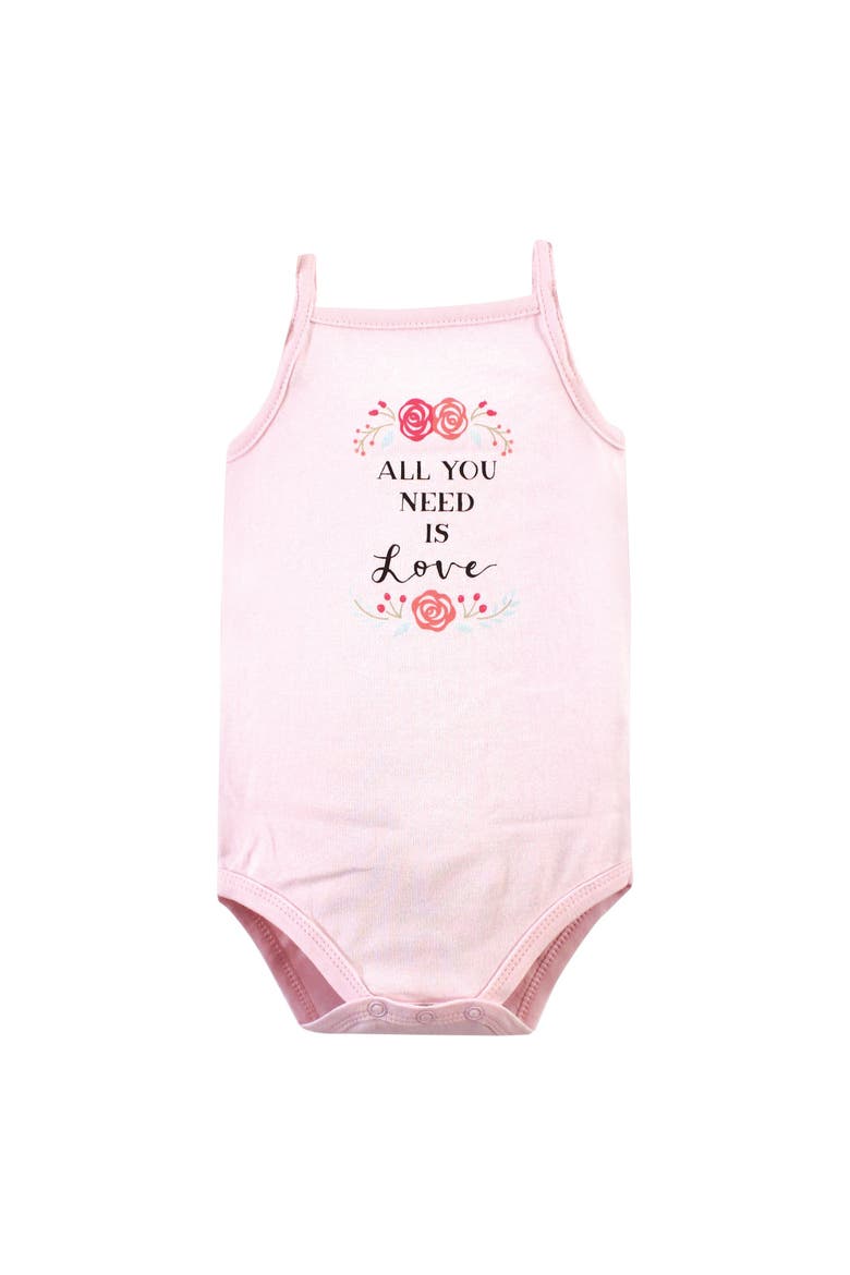 Soft Cotton Sleeveless Infant Bodysuits, Alternate, color, Pink Happy Camper