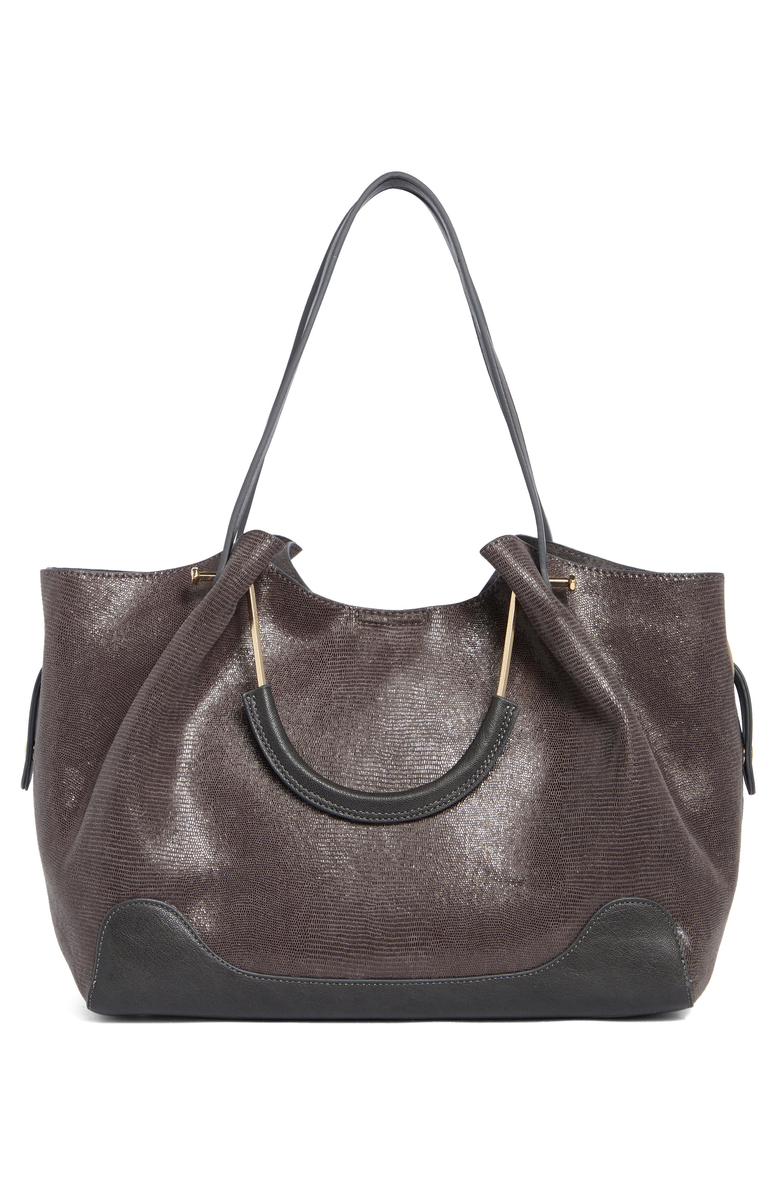 Haven Lizard Embossed Faux Leather Tote, Alternate, color, GREY