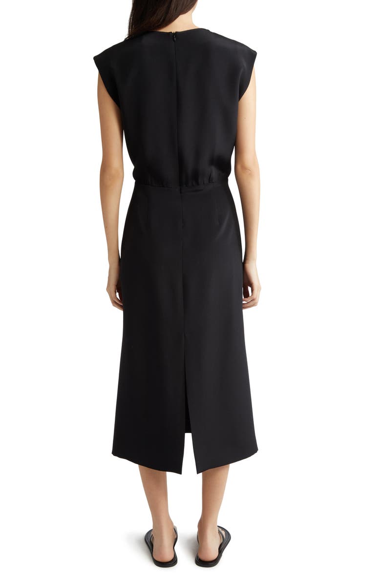 PARTOW Serena Silk Midi Dress, Alternate, color, Black