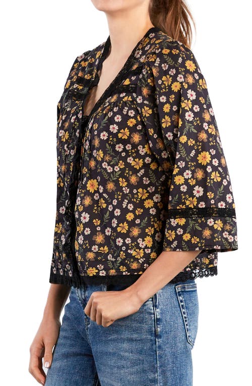 Billy T Fable Floral Lace Trim Cotton Blend Button-up Shirt In Multi