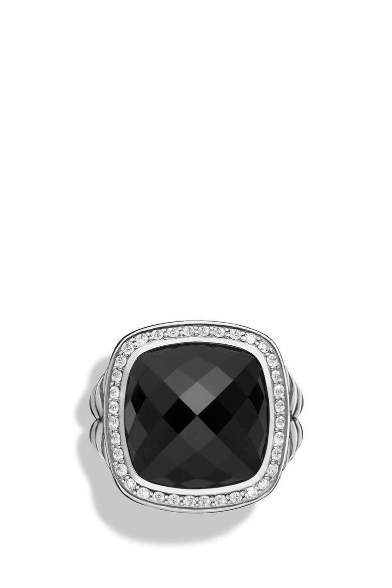 Albion Ring with Semiprecious Stone and Diamonds, Alternate, color, BLACK ONYX
