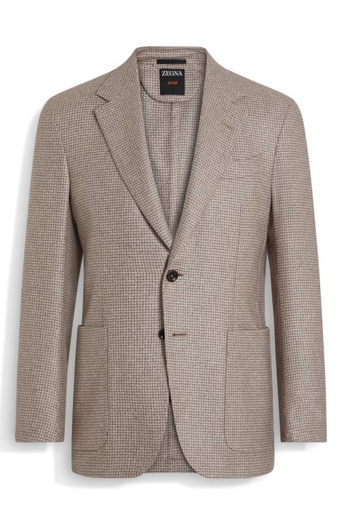 Zegna Gingham Single-breasted Blazer In Brown