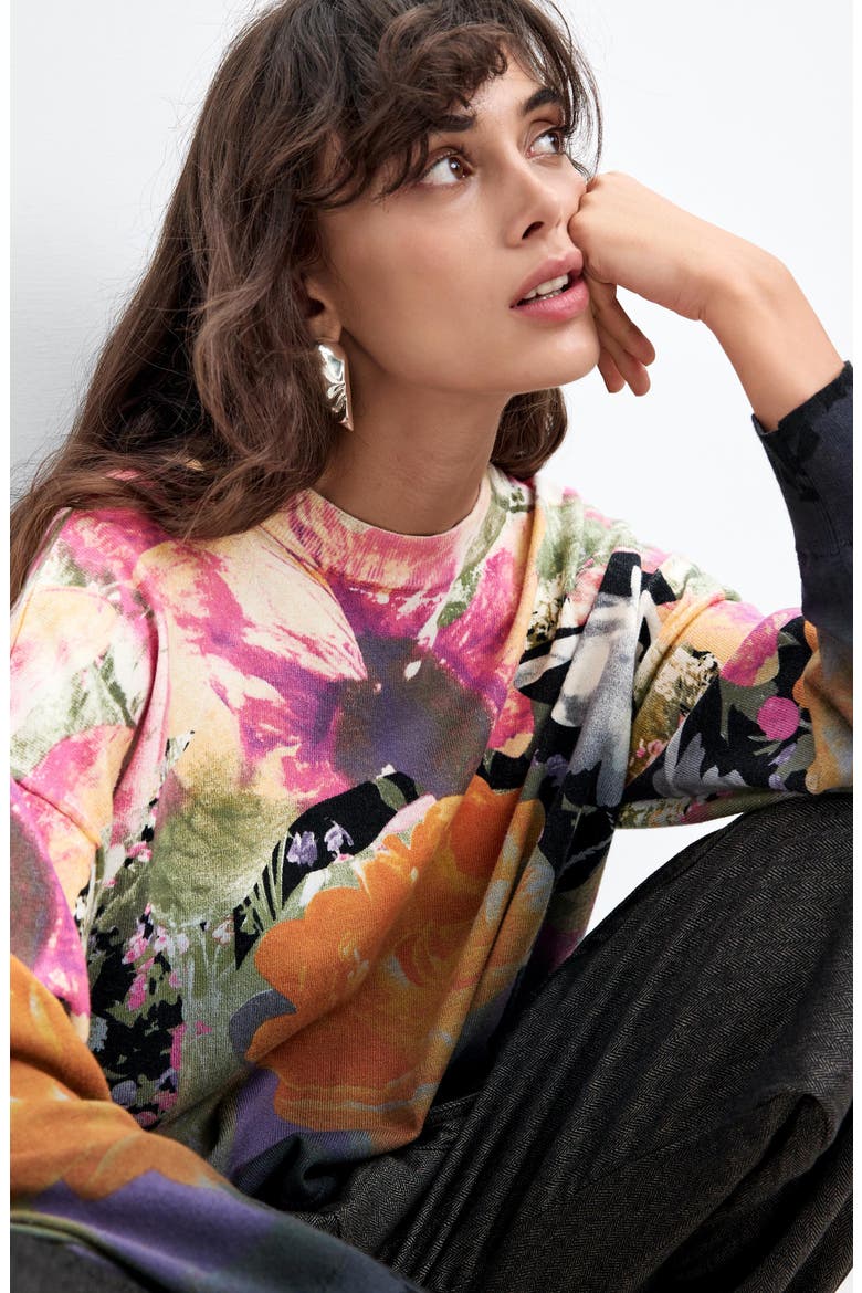Thin Gauge Cotton & Cashmere Pullover, Alternate, color, BLACK