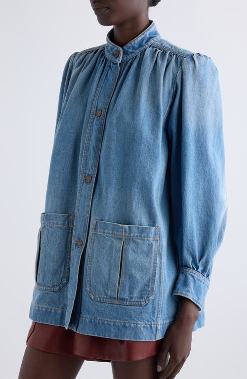 Chloé Relaxed Fit Jacket With Buttoned-cuff Sleeves In Iced Blue