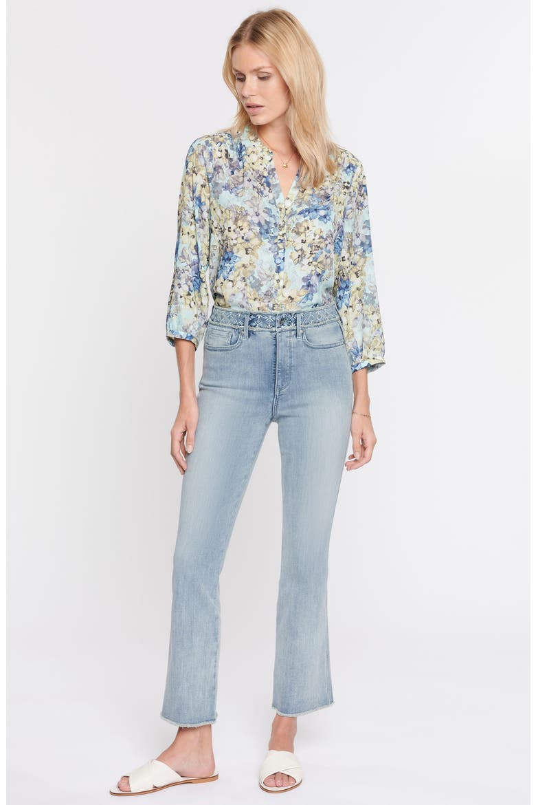 Embroidered High Waist Frayed Ankle Slim Bootcut Jeans, Alternate, color, CLEAN AFFECTION