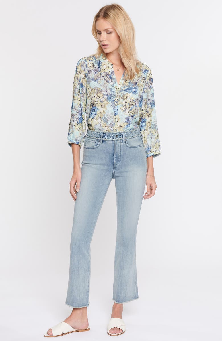 NYDJ Embroidered High Waist Frayed Ankle Slim Bootcut Jeans, Alternate, color, 