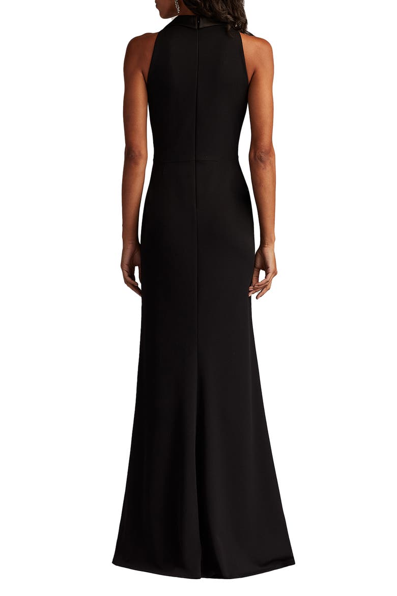 Sleeveless Crepe Tuxedo Gown, Alternate, color, BLACK